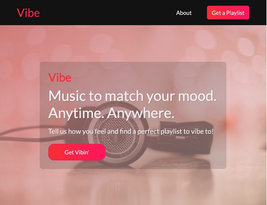 Vibe landing page screenshot